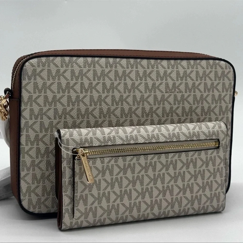 Michael Kors Large EW Crossbody Bag & Large Trifold Wallet Brown | BUNDLE DEAL